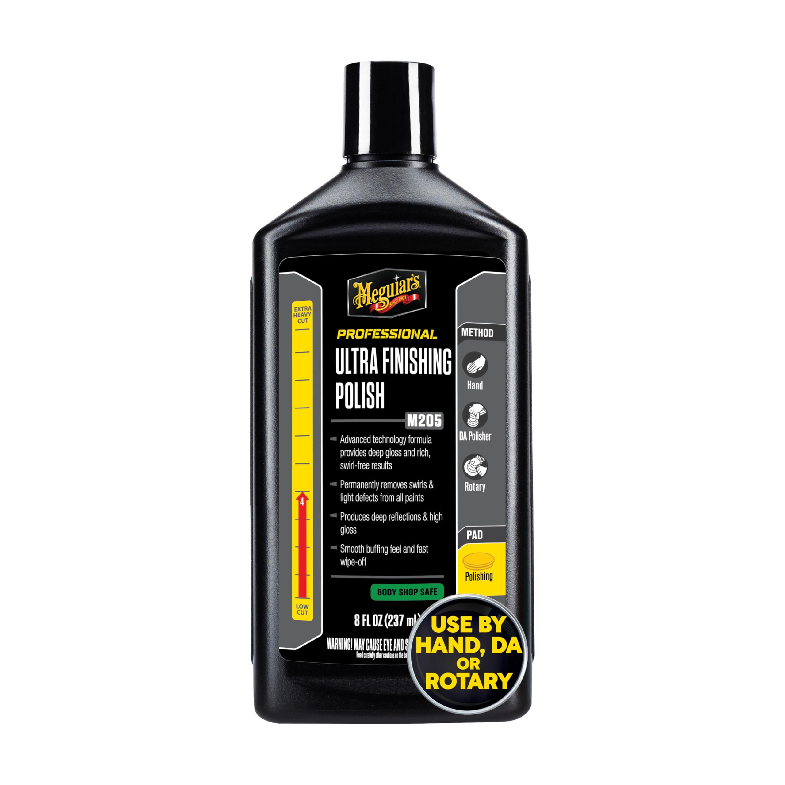 Photo 1 of Meguiar's M205 Mirror Glaze Ultra Finishing Polish, Easy-to-Use Formula for Impeccable Shine, Multiple Ways to Apply Mirror Glaze, Removes Defects and Swirls for a High Gloss, 8 Oz Container