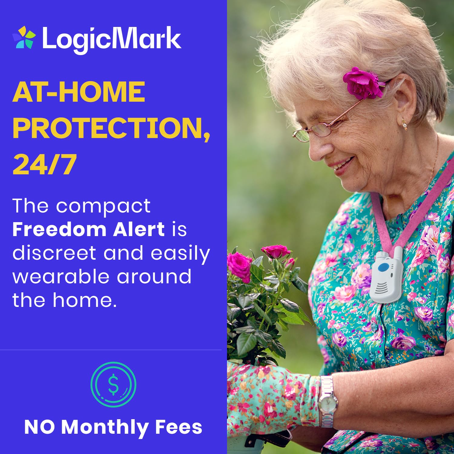 Freedom Alert, Landline Personal Emergency Device, 2-Way Call with Family and Police for Home Safety, Device for Seniors and The Elderly