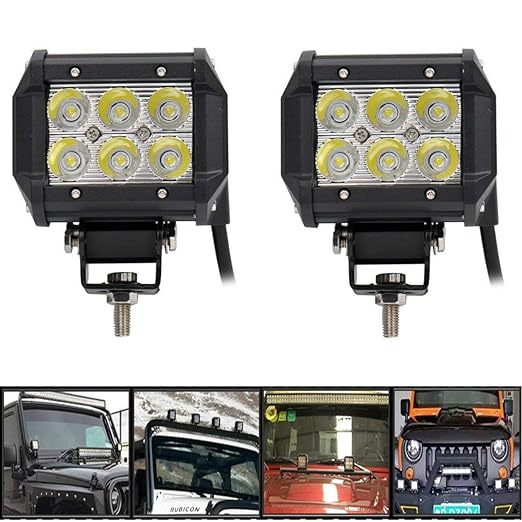 title=Audew Fari LED Faretti Fuoristrada Driving Spot Fari Lavoro Luce 2 Pezzi 18W