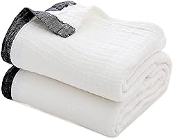 SE SOFTEXLY Cotton Blanket, 4-Layer White Throw
