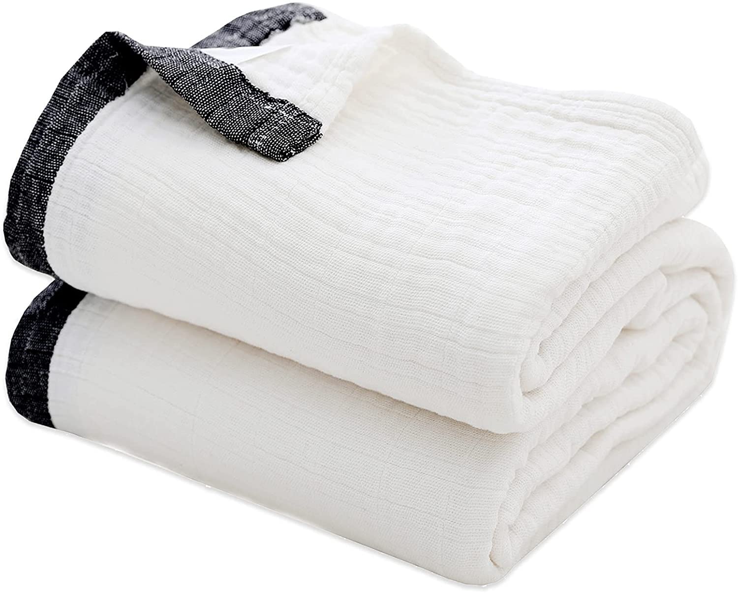SE SOFTEXLY Cotton Blanket, 4-Layer White Throw