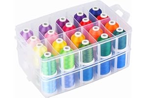 Simthread [Anti-Tangle] Embroidery Thread Kit with Organizer Box, All-in-one 40 Colors 100% Polyester Sewing Thread, Compatible for Brother Babylock Janome Embroidery Machine