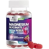 Magnesium Glycinate Supplement Gummies - Magnesium Supplement with Bone Muscle Heart Health &amp; Sleep Support - Gentle on Stomach &amp; Chelated for Max Absorption - Grape Flavor &amp; Sugar Free - 60 Gummies