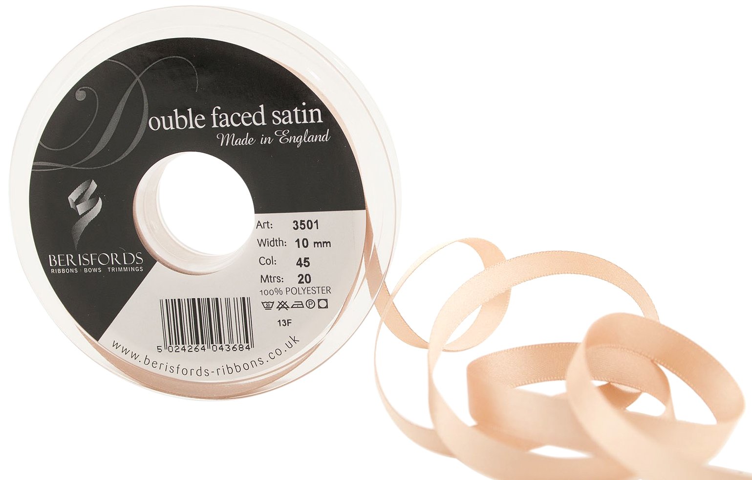 Berisfords Double Satin Ribbon, Ecru, 20 m — image 1