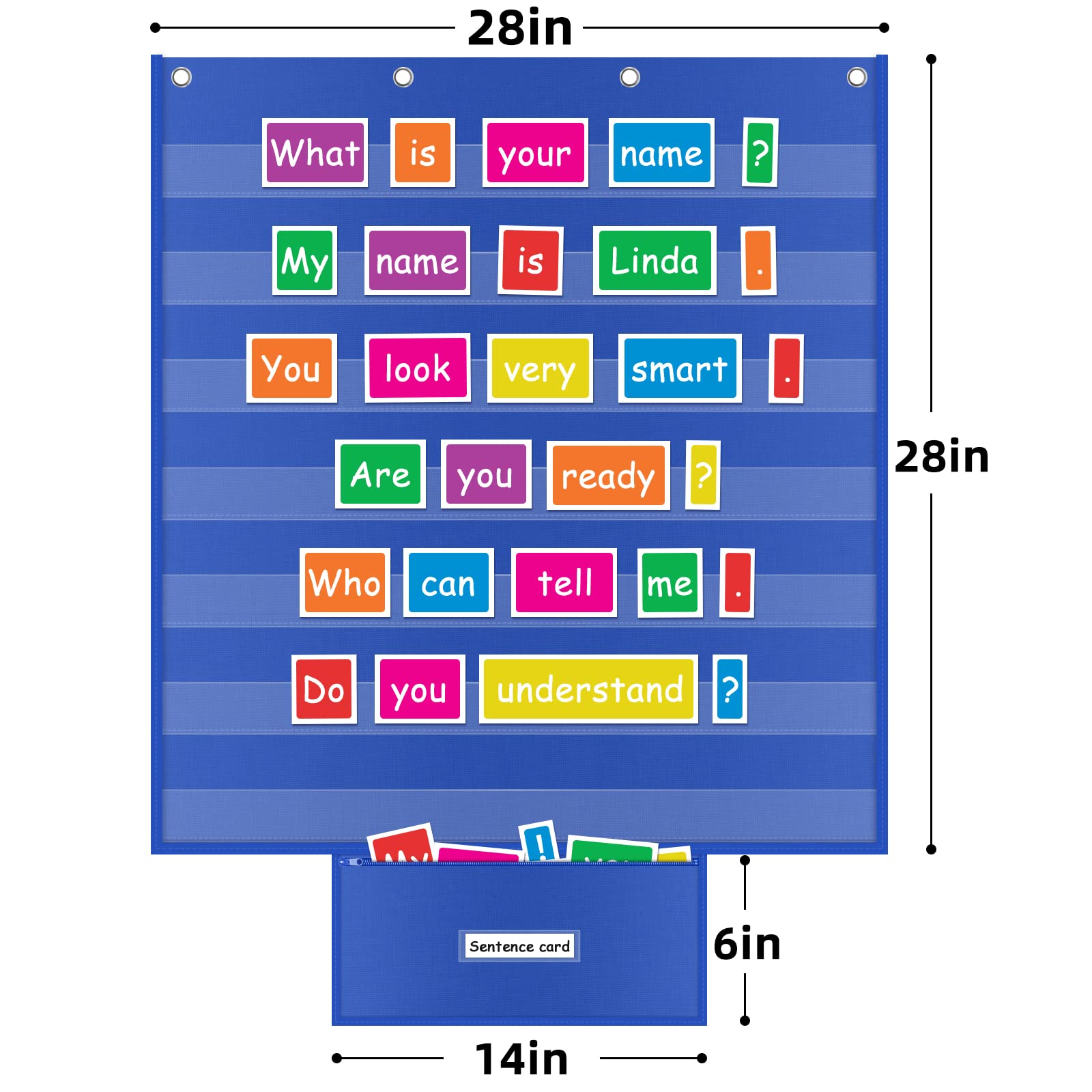 Mua Standard Pocket Chart for Classroom 28"x28" Large 7 Pocket Charts