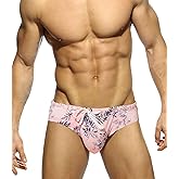 MIZOK Men's Ployester Swimsuit Bikini Briefs with Adjustable Drawstring
