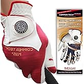 Copper Tech Plus Women's 1-Pack Right and Left Handed Golfers Golf Glove – Advanced Compression for Muscle Support, Joint Relief Gloves – White/Red