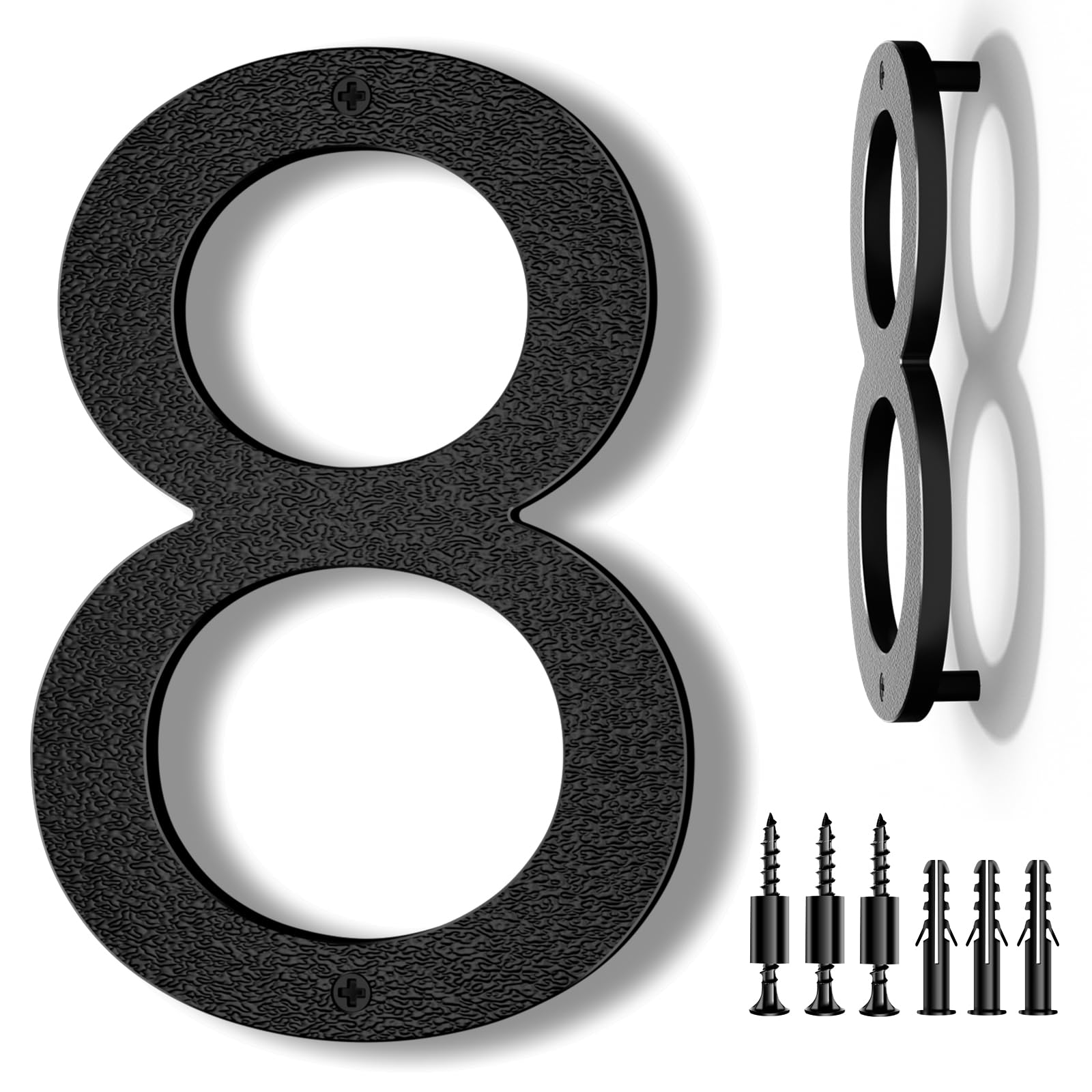 IVERRA 8 Inch Large Floating House Numbers, Black