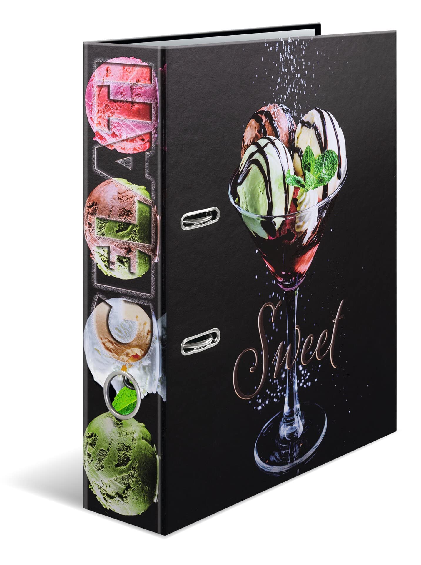 Herma A4 Recipe Binder Ice Cream, 7cm Wide, DIY Recipe Organizer, Gloss Finish Recipe Book Design with Inner Print