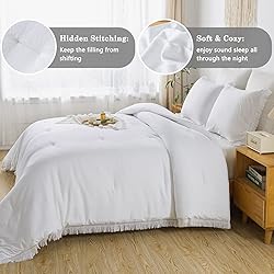 Andency White Comforter Set Queen, 3 Pieces Boho