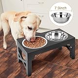 Polegas Upgraded Raised Dog Bowl with Stand 2 Bowls 5 Height Adjustable view 5