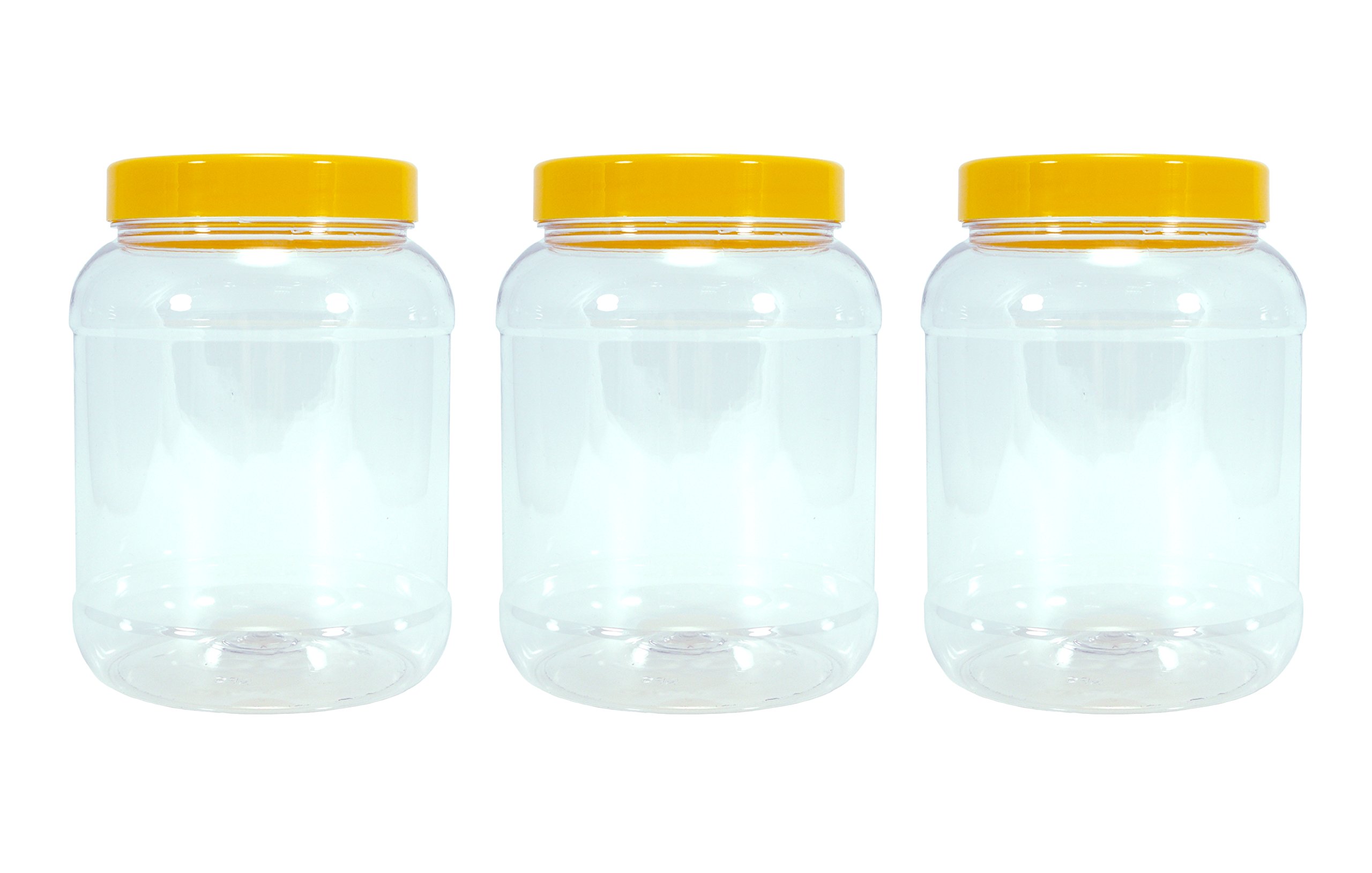 Britten & James Plastic Jars Round 2500ml Black Lids [Pack of 3]