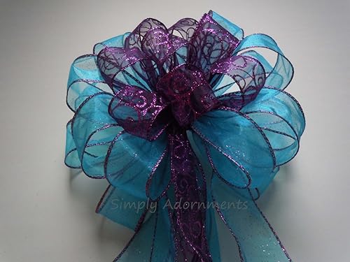 Amazon Com Purple Blue Peacock Wedding Pew Bow Turquoise Purple