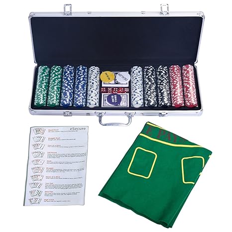 GOPLUS Pockerkoffer Pockerset 500 Chips Pockerchips Pocker Set mit Spielmatte
