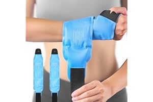Wrist Ice Pack Wrap - Carpal Tunnel Relief, Hot & Cold Compression Brace, 2 Reusable Gel Packs, Relief for Hand Thumb Injurie