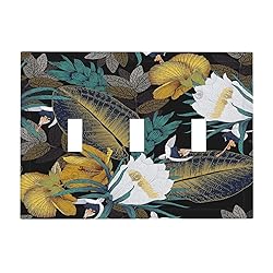 Vintage Floral Black Yellow Leaf White Flower 3