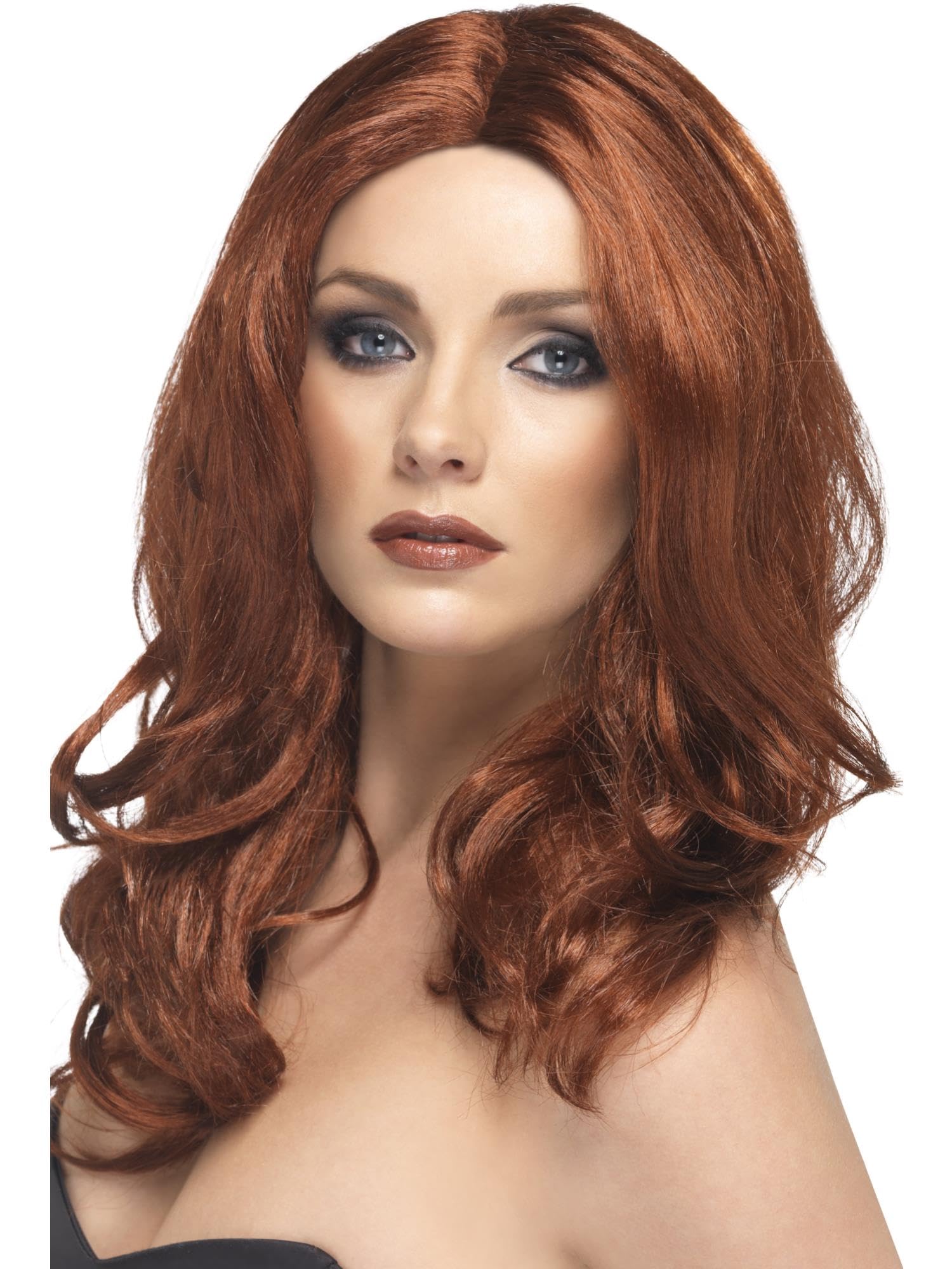 Superstar Wig Auburn Long Wavy With Skin Parting