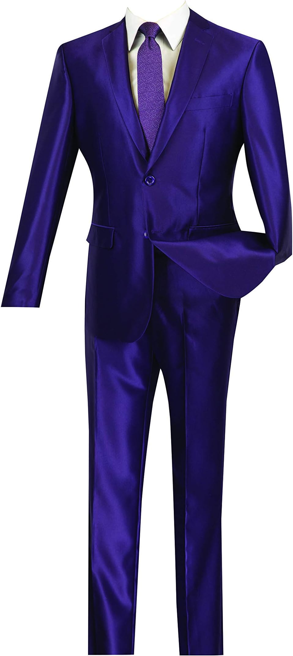 Vinci Men's 2 Button Single Breasted Shark Skin Slim Fit Suits S2RK-5
