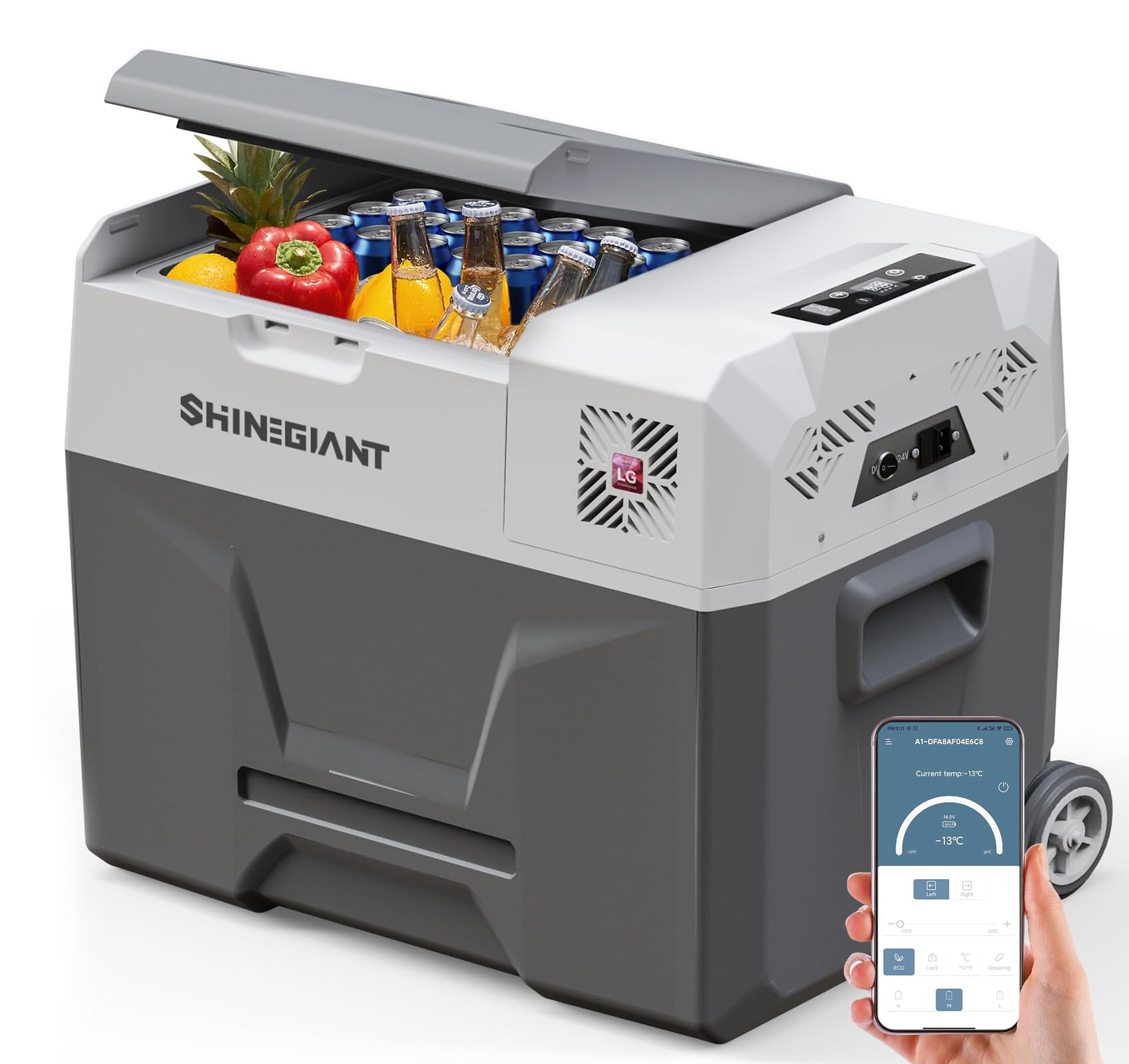 Photo 1 of 12 Volt Car Refrigerator,LG Portable Freezer Electric Cooler with 53 QT(50L),-4?~68?,App Control,Car Fridge 12/24V DC & 120-240V AC 12V Fridge for RV Camping,Travel,Vehicles and Home