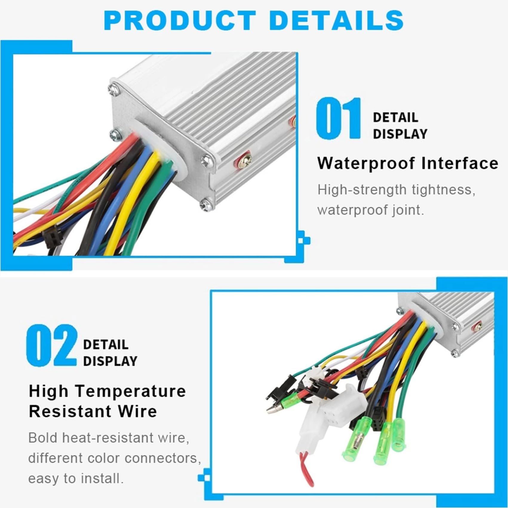 Brushless Motor Controller with Waterproof LCD Display Panel, 36V/48V 350W Electric Scooter Controller Kit for Electric Bicycle Scooter