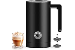 Kourice Milk Frother Electric, 4-in-1 Milk Frother and Steamer for Latte, Cappuccino, Hot & Cold Milk Froth Maker, Automatic Milk Steamer and Frother, Quiet One-Touch Operation, Easy to Clean