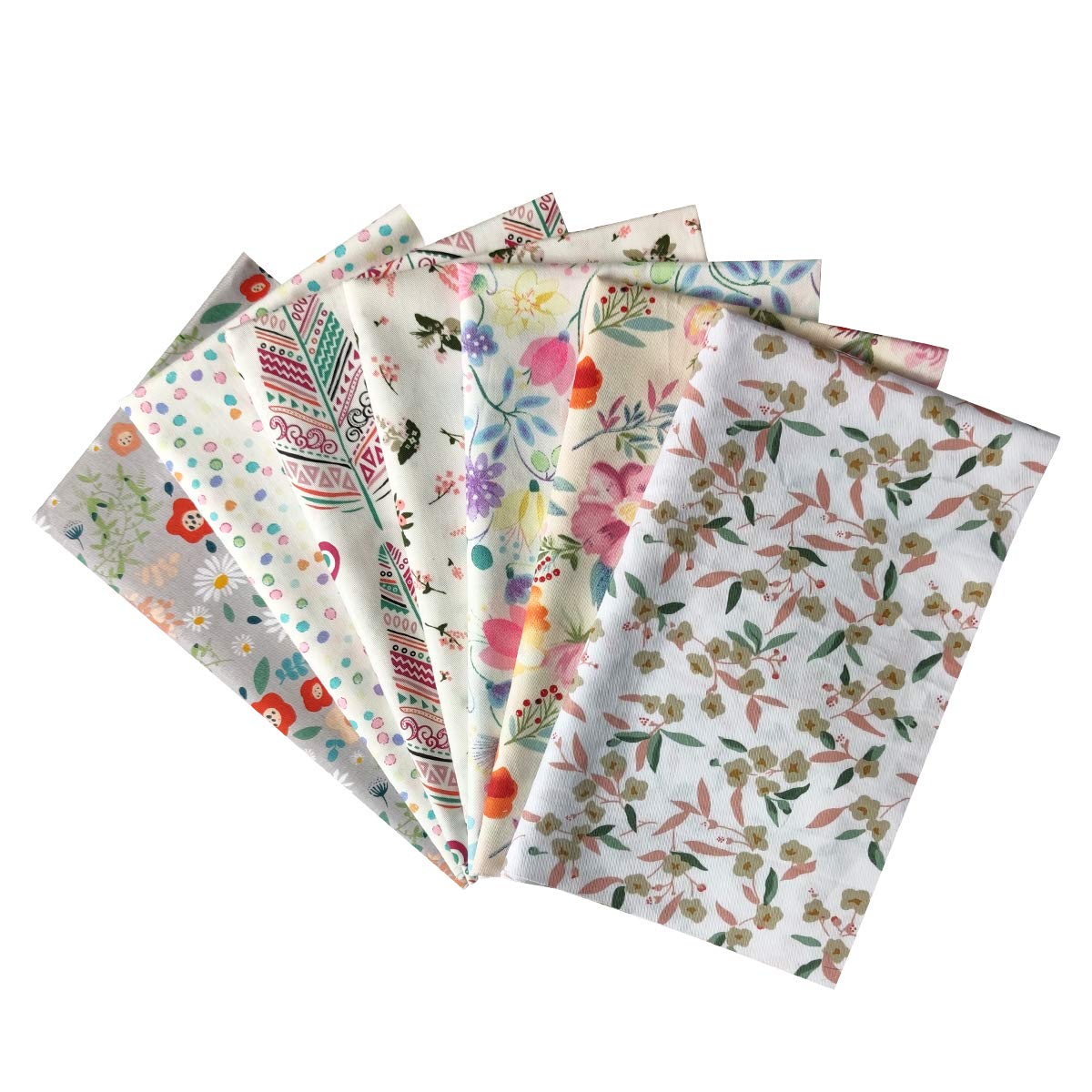 Quilting Fabric Misscrafts 7pcs 18" x 22" 100% Cotton Craft Fabric Bundle Squares Fat Quarters Multicolored for Patchwork DIY Sewing Scrapbooking Blooming