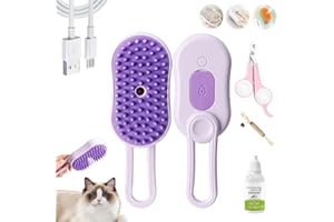 EZGHAR Spritz Defur - Spritz Defur Comb for Cats, 2024 Upgrade Spritz Defur Comb for Cats and Dogs, 3-in-1 Cat Steam Brush for Long and Short Hair Cats and Dogs Grooming Tool (1PC Purple)
