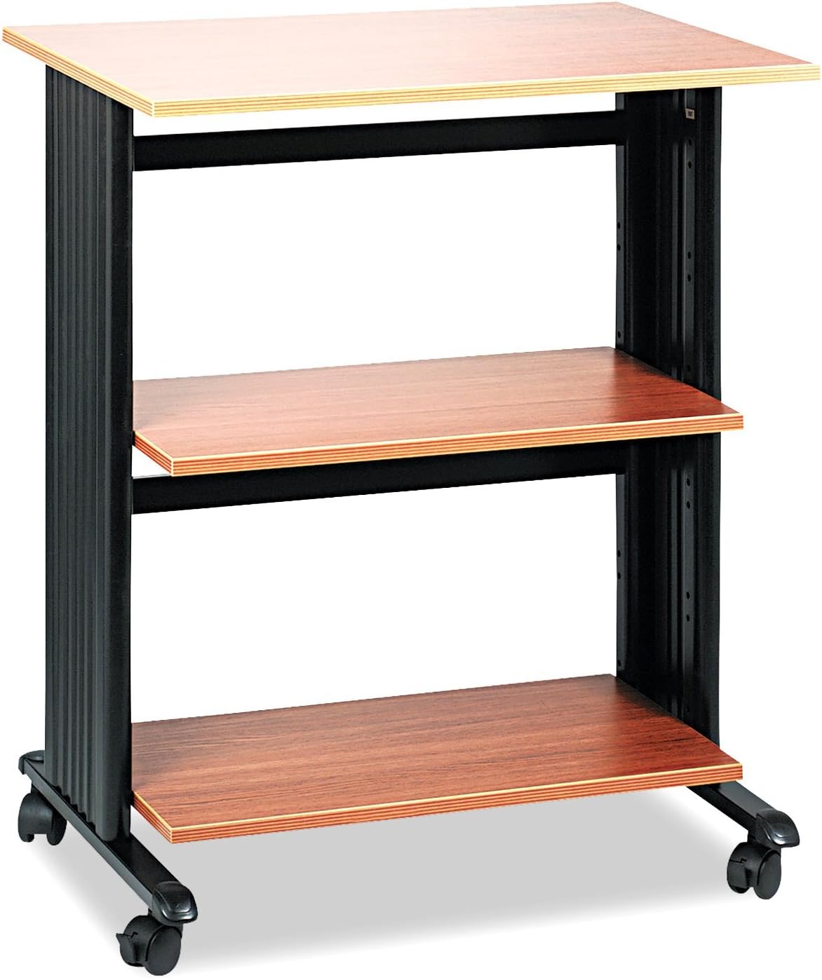 Safco Products Muv Adjustable Printer Stand , Medium Oak, Swivel Wheels, Two Adjustable Shelves: Furniture & Decor
