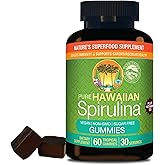 Nutrex Hawaii Pure Hawaiian Spirulina Gummies – Sugar-Free, Vegan Superfood Plus Vitamin D3, Farm Grown in Kona, Non-GMO, 60 Count