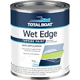 TotalBoat Wet Edge Topside Marine Paint for Fiberglass &amp; Wood - White Quart | Marine-Grade Polyurethane Finish for Fiberglass &amp; Wood Boats, Jet Skis &amp; RV Exteriors; 22 High Gloss and Flat Colors