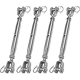 4 PCS 304 Stainless Steel Turnbuckle, 5/16" (M8) Heavy Duty Turnbuckles Tensioner Closed Body Jaw and Jaw Turnbuckles for Cables Wire Rope Tension, Shade Sail, Industrial Grade Rigging Screw