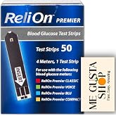 ReliOn Premier Blood Glucose Test Strips, 50 Count, + me Gusta Sticker