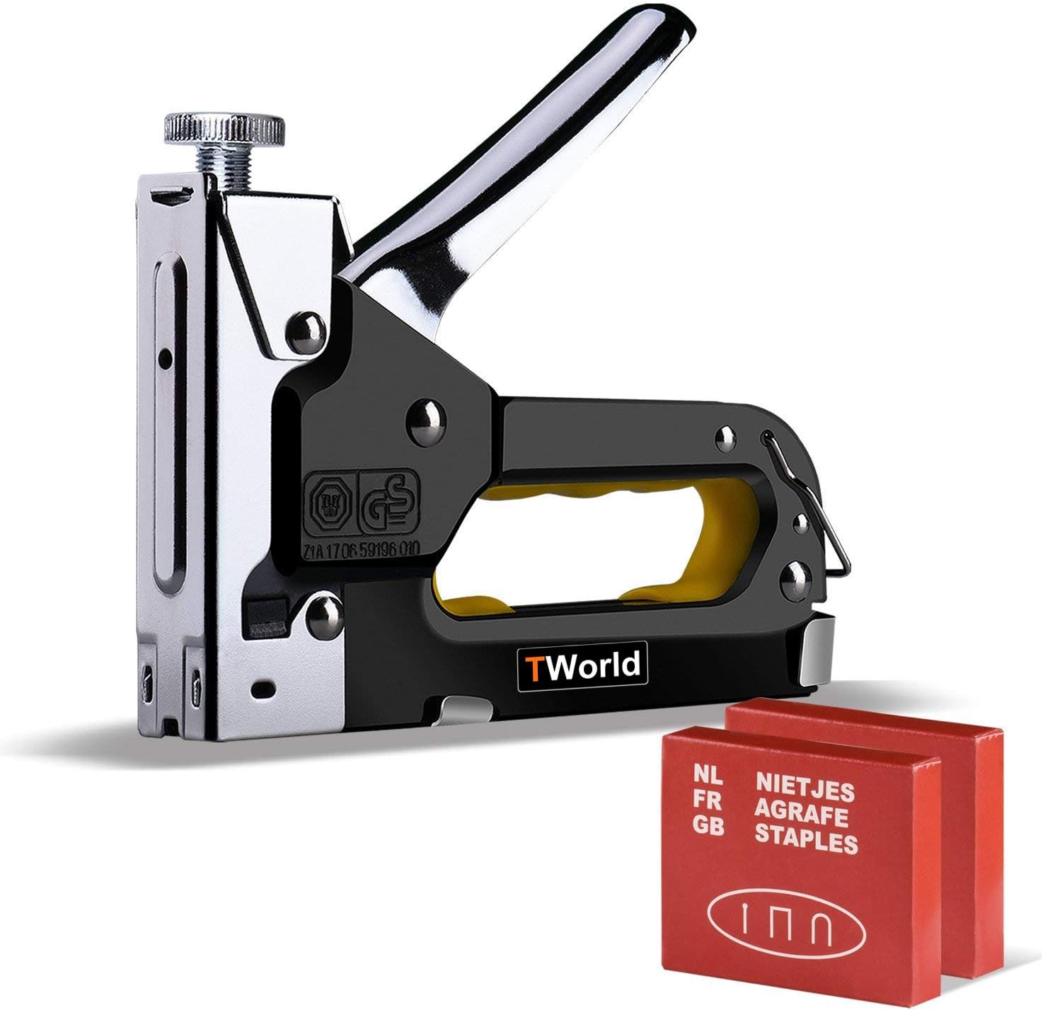 Staple Gun, TWorld 3 in 1 Heavy Duty Staple/Brad Nail Gun, 3 Way Tacker with 600 Staples for Fixing Material, Decoration, Carpentry, Furniture, Doors And Windows, Billboards