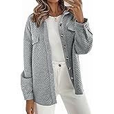 ZESICA Women's 2026 Spring Casual Long Sleeve Button Down Loose Lightweight Shacket Shirt Jacket Coat Outerwear with Pockets