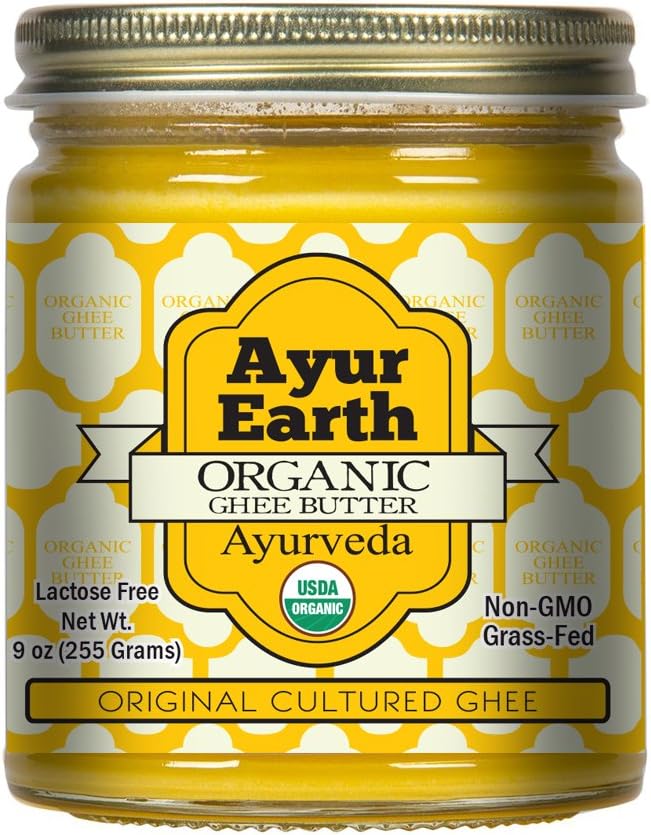 USDA Certified Organic Ghee Butter - Grass Fed Ghee - Clarified Ghee Flavor - Non-GMO, Lactose, Gluten, Hormone Free, Unsalted - Paleo & Keto Friendly - Grassfed Cow Ghe Oil (9 Ounce Glass Jar)