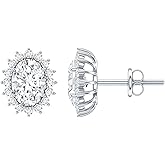 Certified 2.2 Carat Oval Shape Moissanite Stud Earrings in Silver, D-Vs1 Quality - Gift For Women Who Has Everything