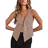 Floral Find Women's Casual Versatile Button Up Sleeveless Vest Sexy V Neck Jacket Waistcoat