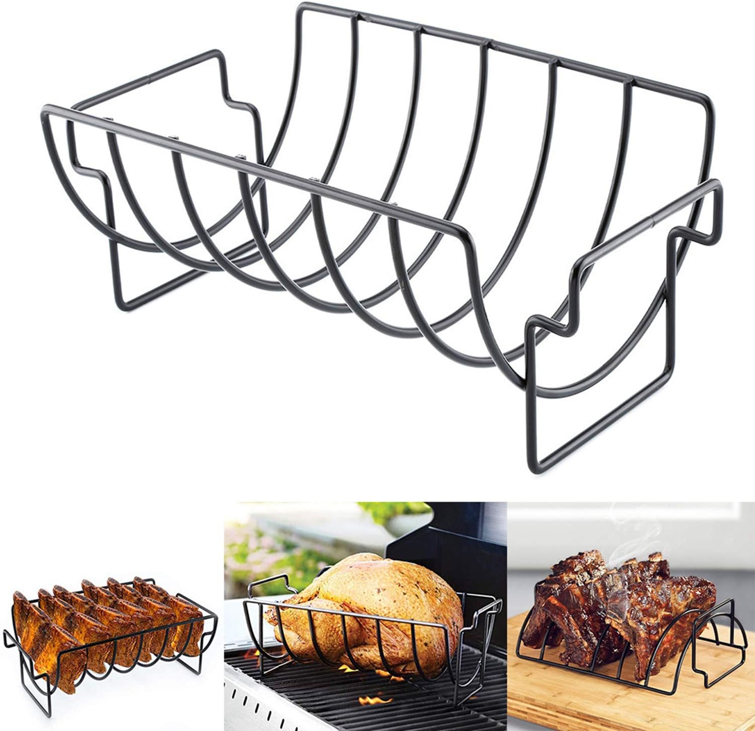 Excursion Sports Chicken Wing & Leg Rack for Grill Smoker or Oven - Stainless Steel Vertical Roaster Stand & Drip Pan for Cooking Vegetables in BBQ Juices - Safe Barbecue Accessories
