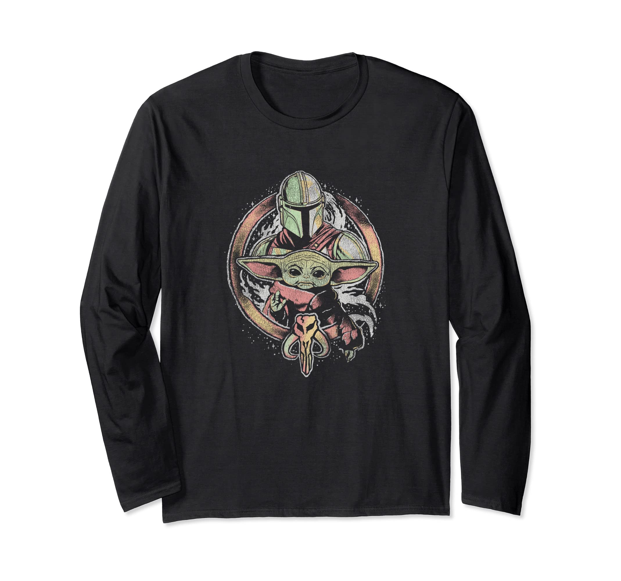 Star Wars: The Mandalorian- Buddies Circle Front & Back Long Sleeve T-Shirt