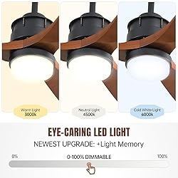 60" Wood Ceiling Fan,Walnut,with Light,Remote