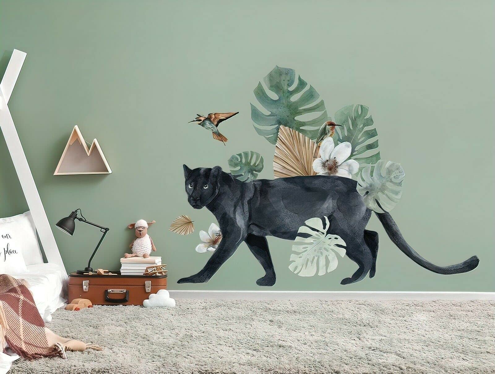Jaguar Safari Cat Wall Decal Set Kids Removeable for Children's Bedroom Nursery Novelty Stickers