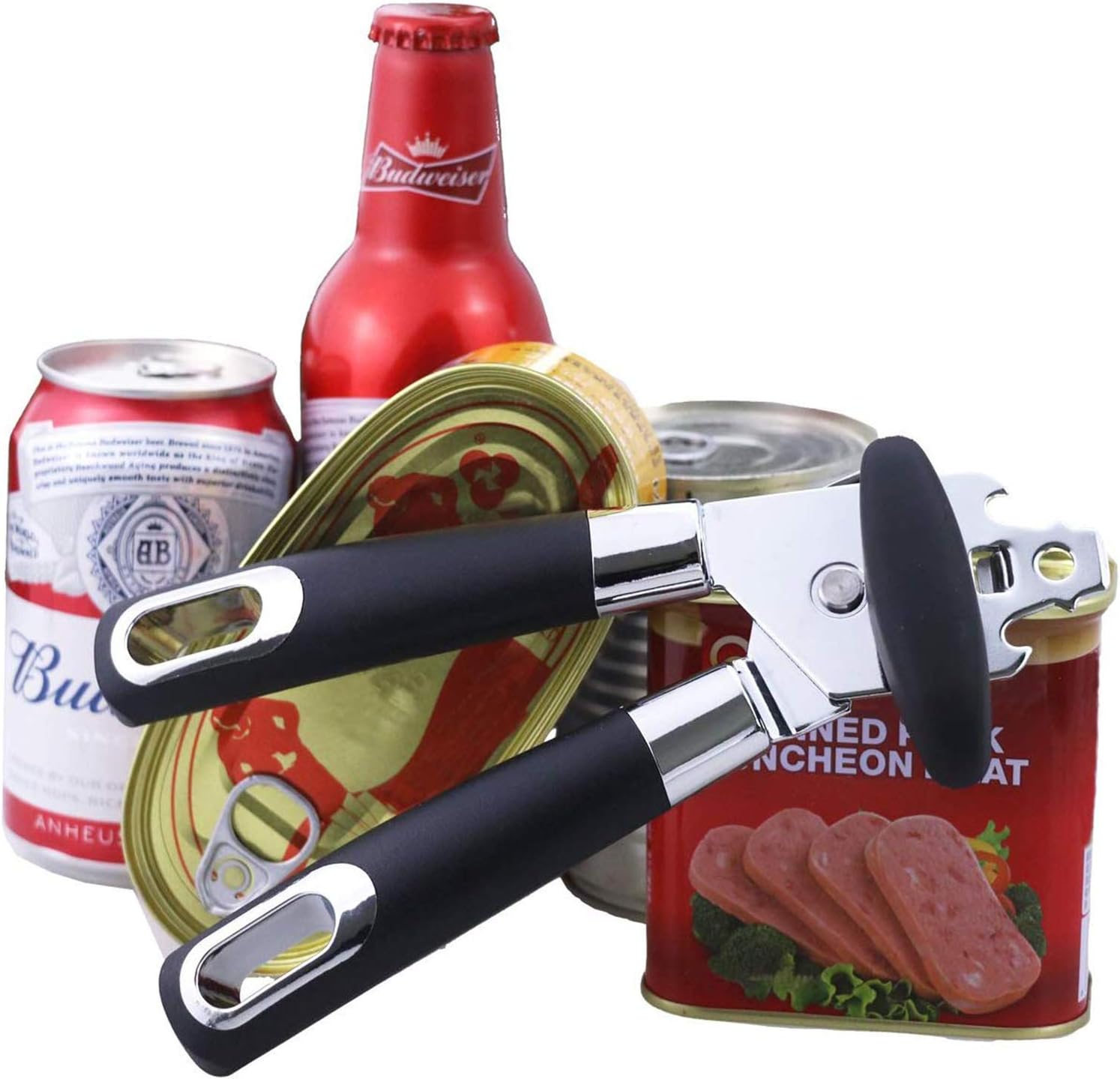 Tin Openers 3 in 1 The Best Tin Opener Professional Manual Can Opener Arthritis Kitchen Tools Easy to Use for Large Tins with Big Comfortable Handle Open Cans and Bottles