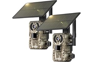 SEHMUA 3rd Cellular Trail Cameras with Live Streaming, Built-in 4G LTE SIM Card, Solar Powered Game/Deer Cam, Remote Phone Access, Motion Activated, 0.2s Trigger Time, Low Light Night Vision (2pack)