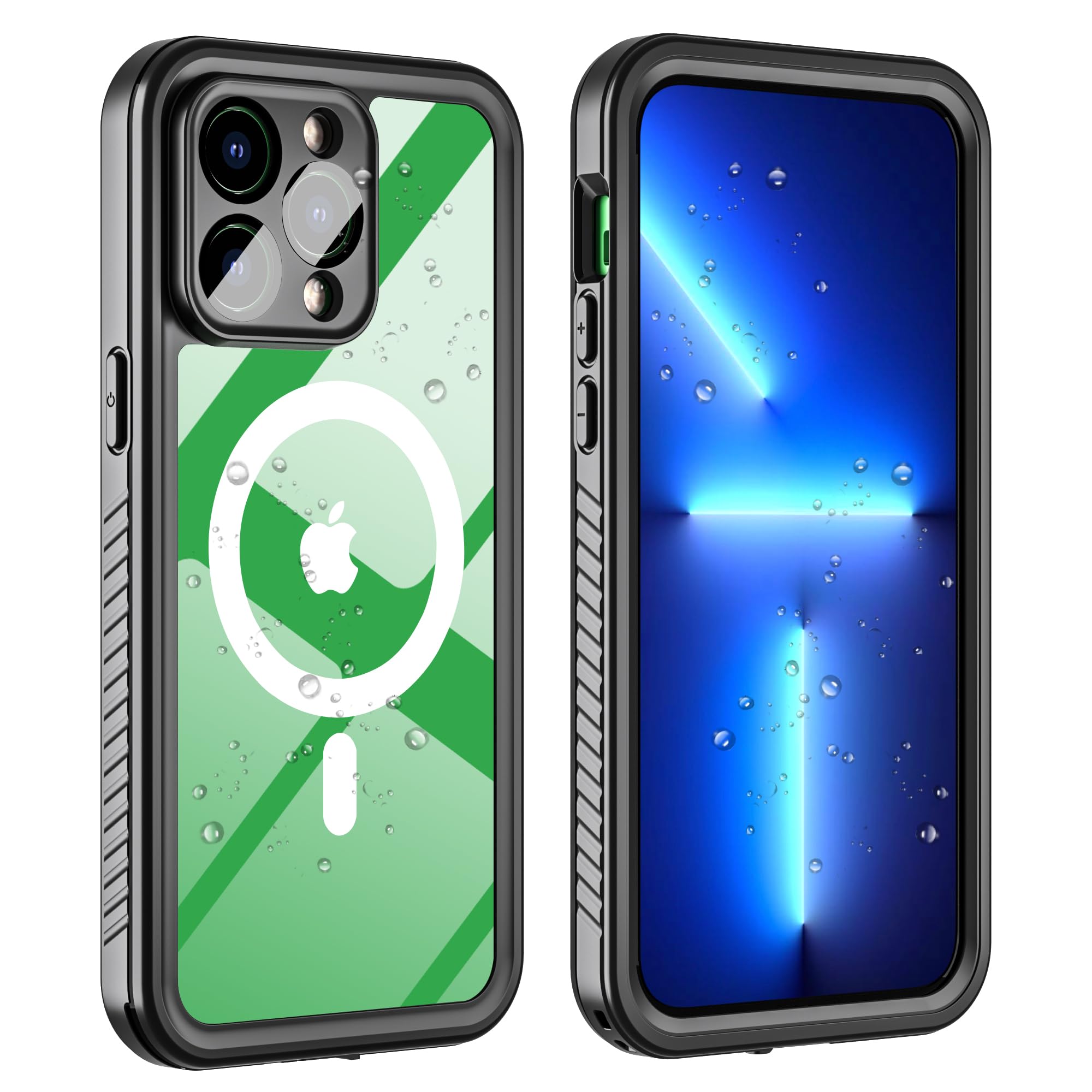 WELANGLE IP68 Waterproof Magnetic Case for iphone14 pro max, 360° Full Body Waterproof dustproof,Compatible with magsafe Cover iphone14 promax Clear/Black (for iPhone 14 Pro max)