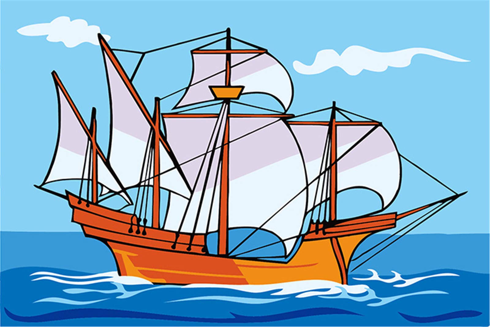 WOWDECOR Paint by Numbers Sailboat Ocean Sky for Kids Ages 8-12 Teens with Frame