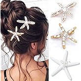 BARTOSI Starfish Hair Clip Pearl Mermaid Hair Clips Seashell Hair Accessories for Women and Girls (Pack of 3)