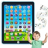 GAGINAN Kids Learning Pad/Tablet Interactive Toddler Toys with Words Numbers Alphabets Music English Electronic Educational Toy for Preschool Boys & Girls 3-8 Years Old (Blue)