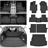 Floor Mats for 2019-2024 2025 Toyota RAV4 (Include Hybrid) Cargo Liner with Back Seat Cover for RAV4 Accessories, All Weather TPE Trunk Mats for RAV4 LE/XLE/Limited/TRD/Adventure (5 PCS)