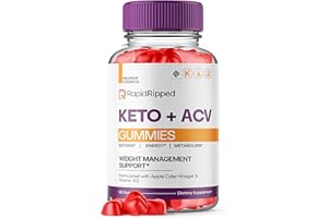 FUZE NATURALS Rapid Ripped Keto ACV Gummies RapidRipped Keto, Rapid Ripped Keto Gummies + ACV 1000mg Apple Cider Vinegar Vitamin B12 B6 Supplement Women Men, Keto Ripped Gummies Vegan Support Formula (60 Gummies)
