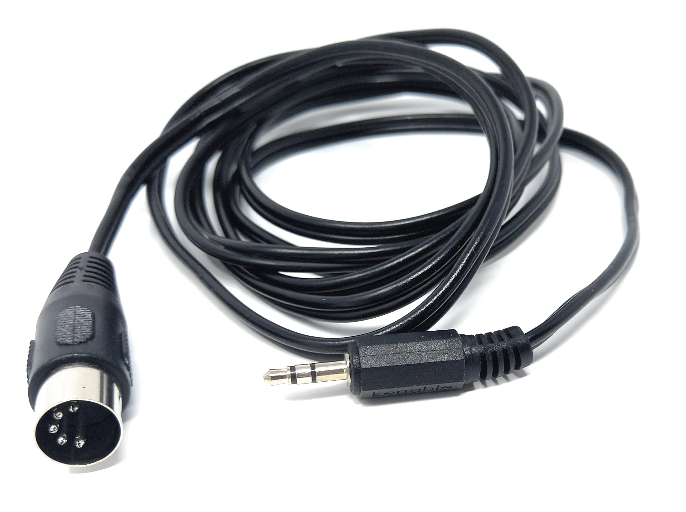 DRUT 2m 3.5mm Stereo Jack Plug to 5 Pin Midi Din Male AUX Audio Cable, Midi Pins 2, 3, 5 are Connected (6.5ft)